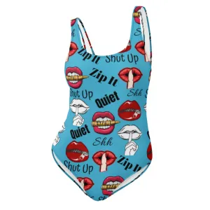 Shhhut Up One-Piece Swimsuit - Blue