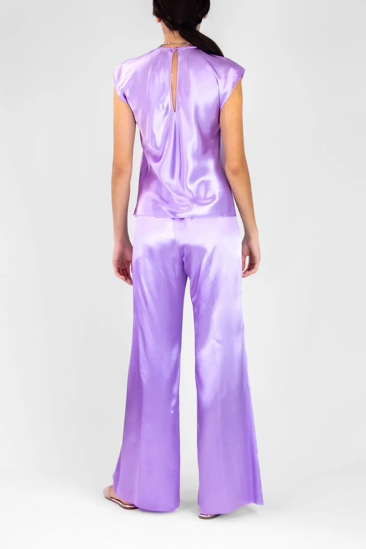 Shining Satin Top in Iris