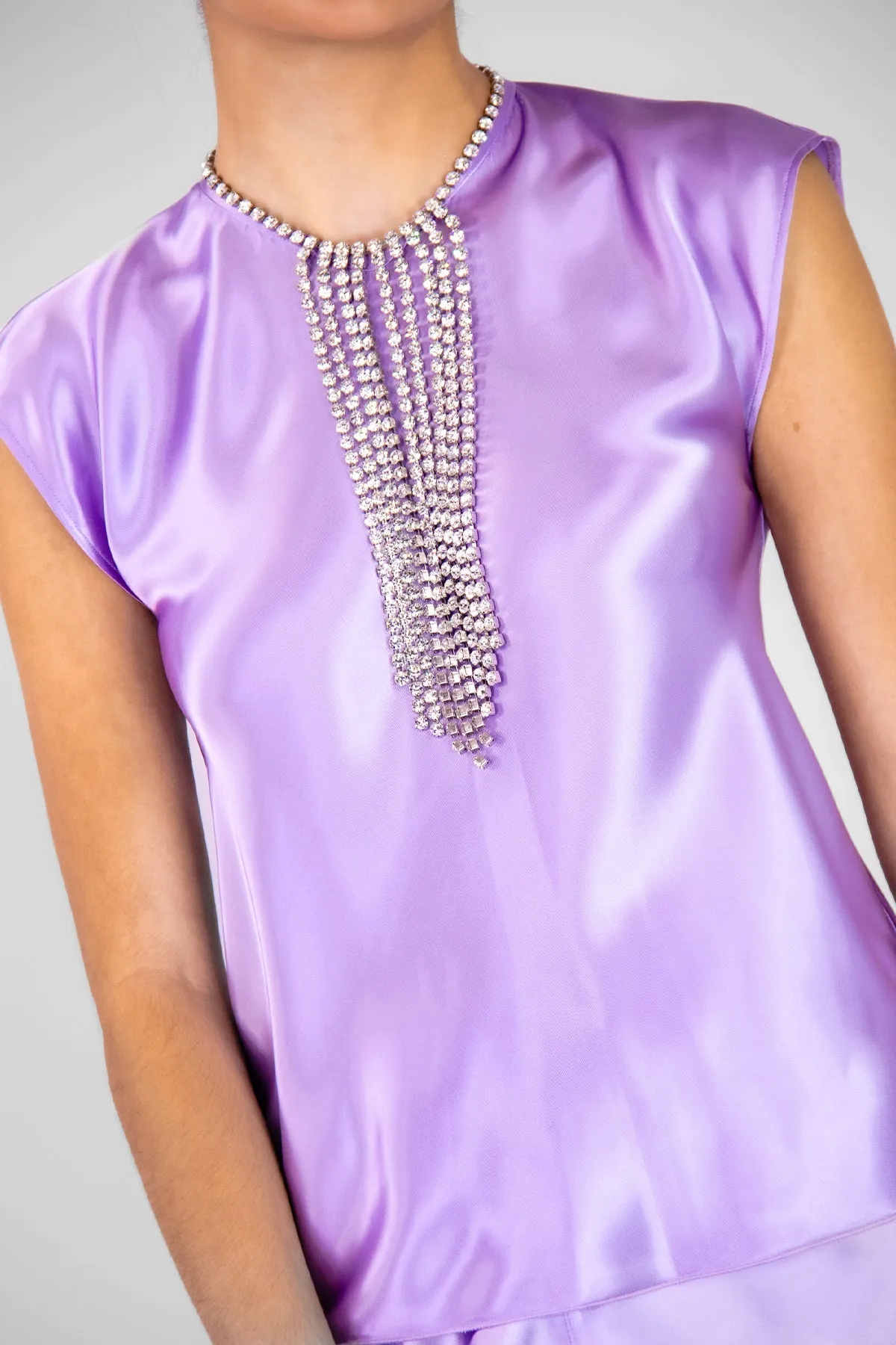 Shining Satin Top in Iris