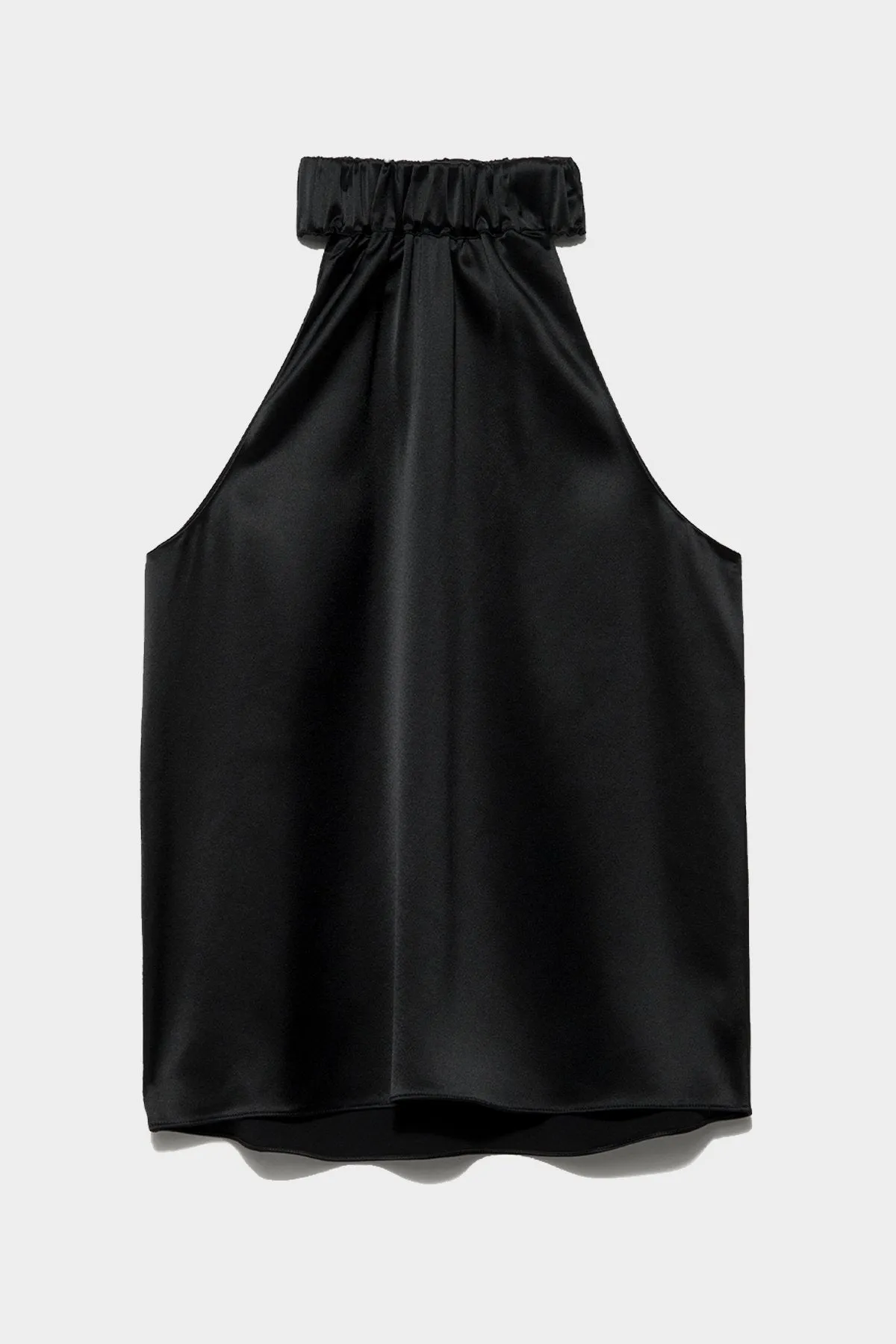 Shirred Halter Top in Noir