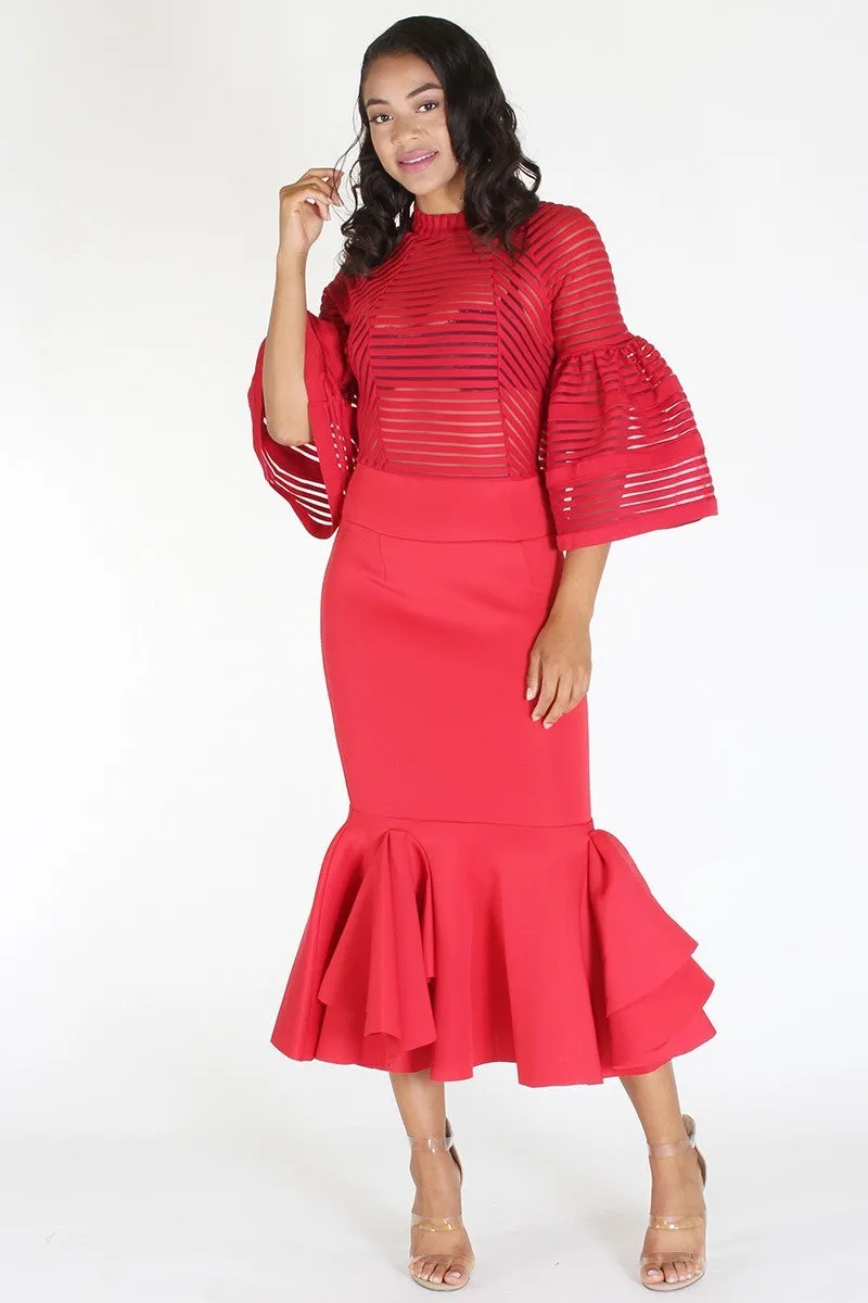 Short Sleeve Red Dress