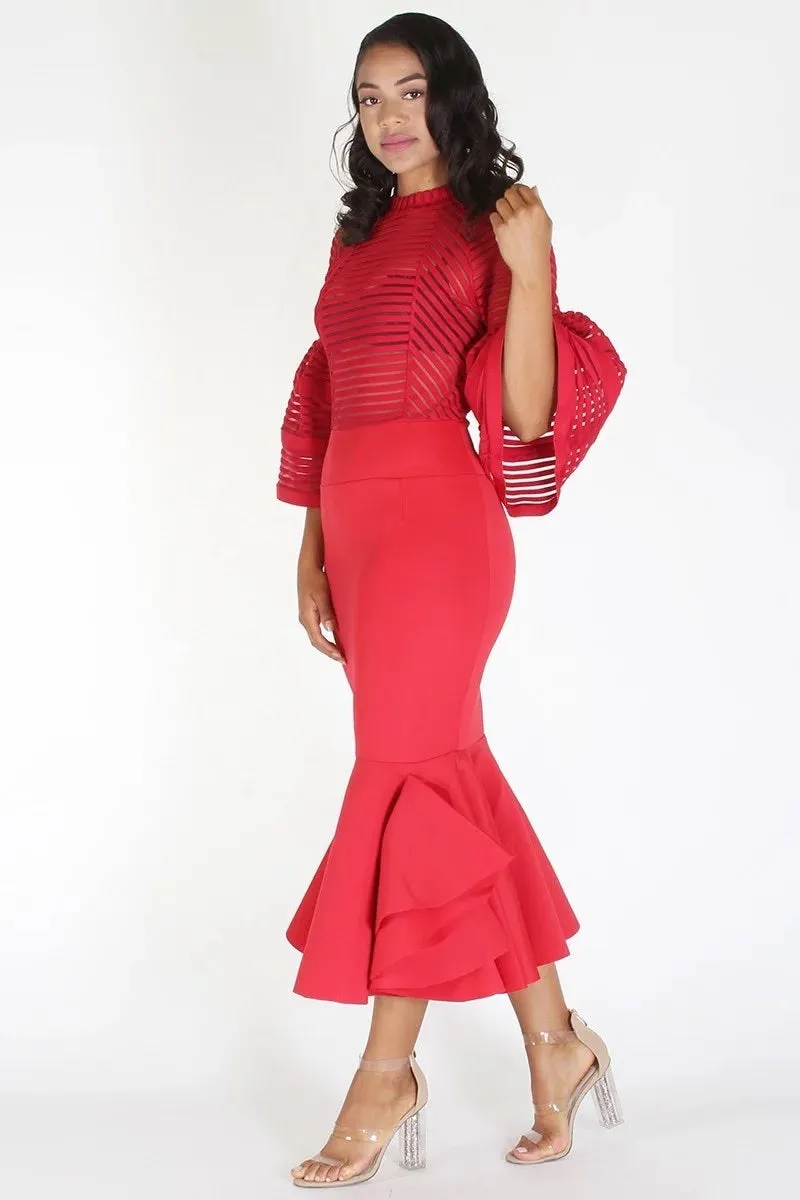 Short Sleeve Red Dress