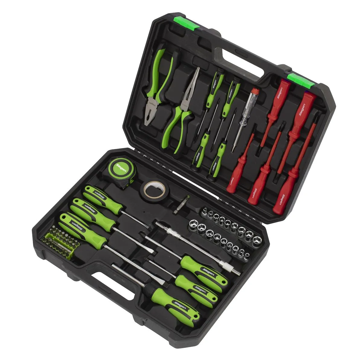 Siegen by Sealey Tool Kit 73 Piece Insulated Screwdrivers Sockets Tape Ratchet Driver