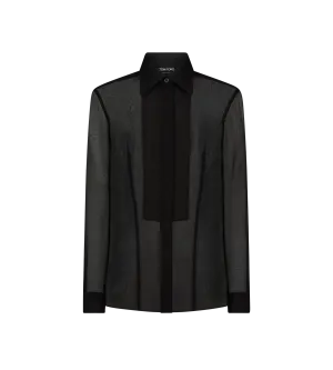Silk Chiffon Shirt With Plastron
