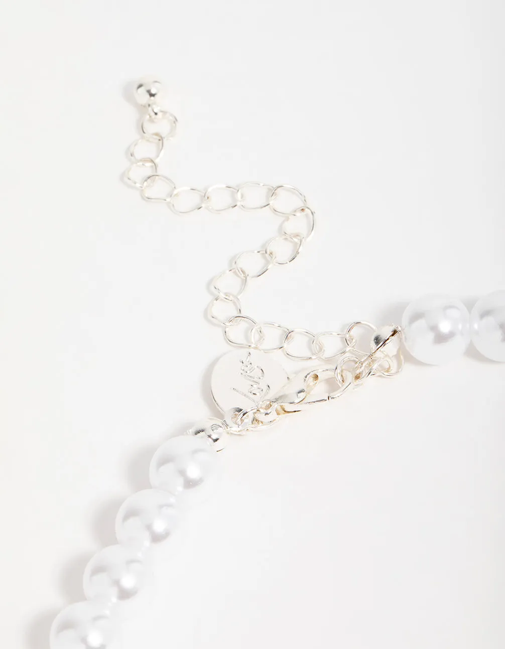 Silver Cubic Zirconia Pearl Short Pendant Necklace