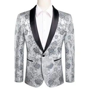 Silver Roses Floral Tuxedo Jacket