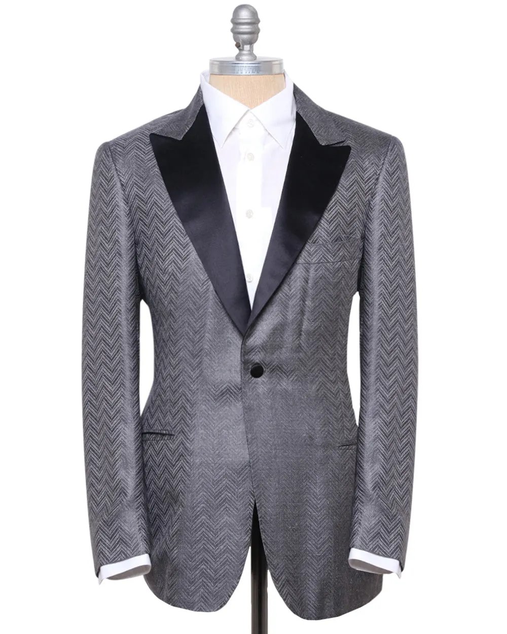 Silver Tonal Chevron Formal Jacket