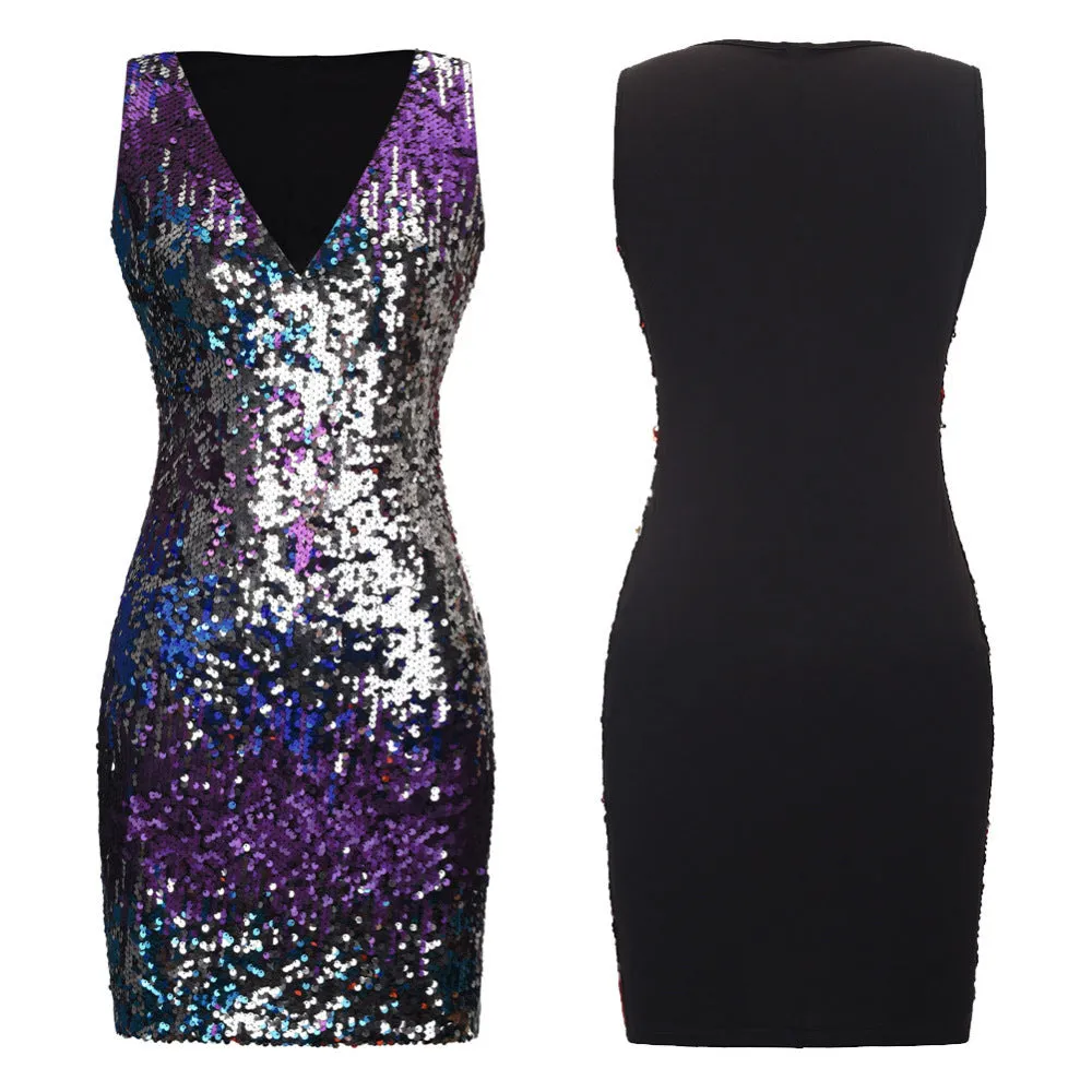 Sleeveless Bag Hip Skirt Sexy Sequined Skirt