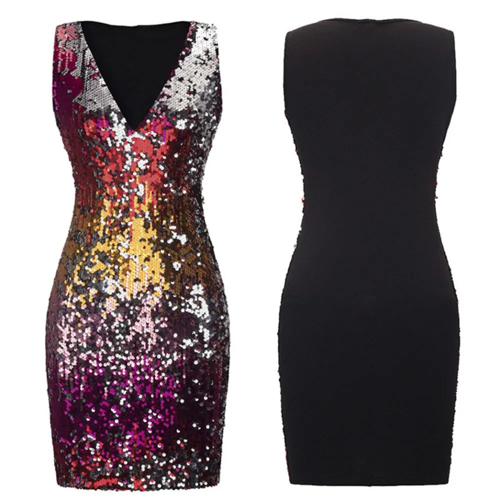 Sleeveless Bag Hip Skirt Sexy Sequined Skirt