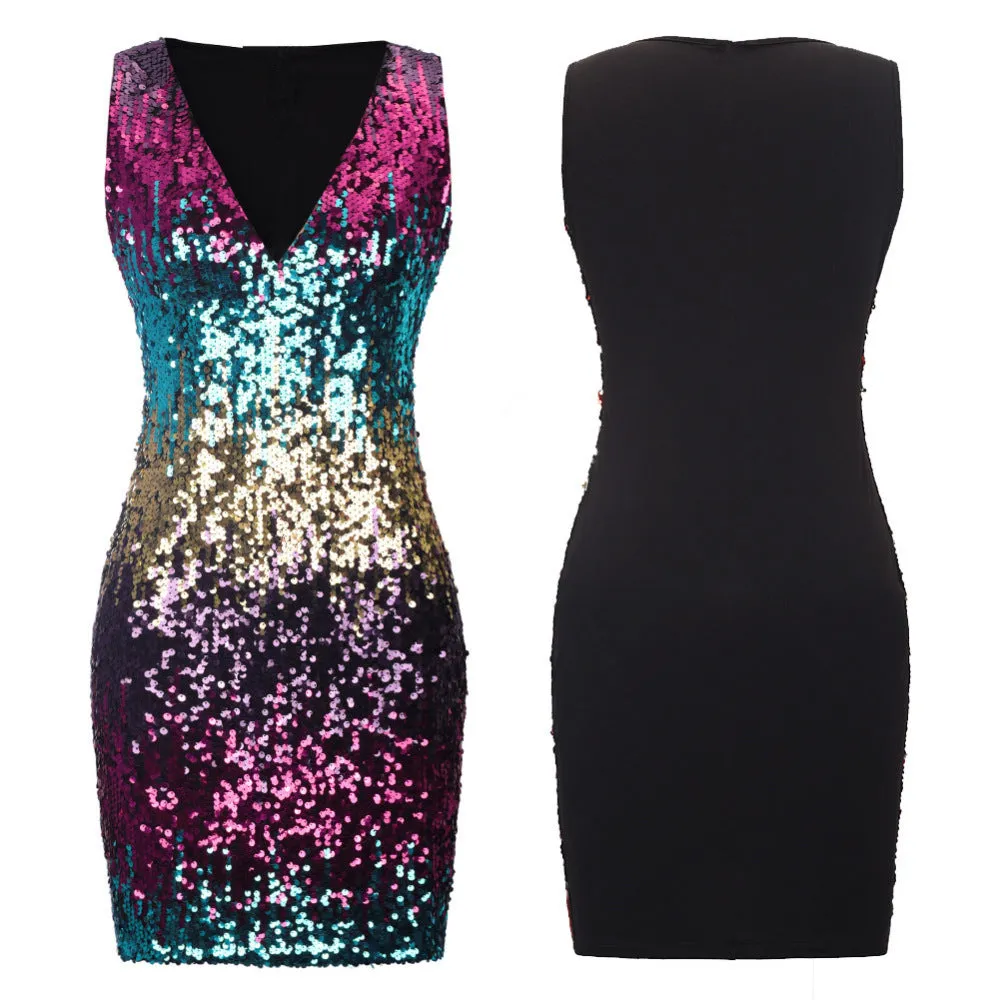 Sleeveless Bag Hip Skirt Sexy Sequined Skirt