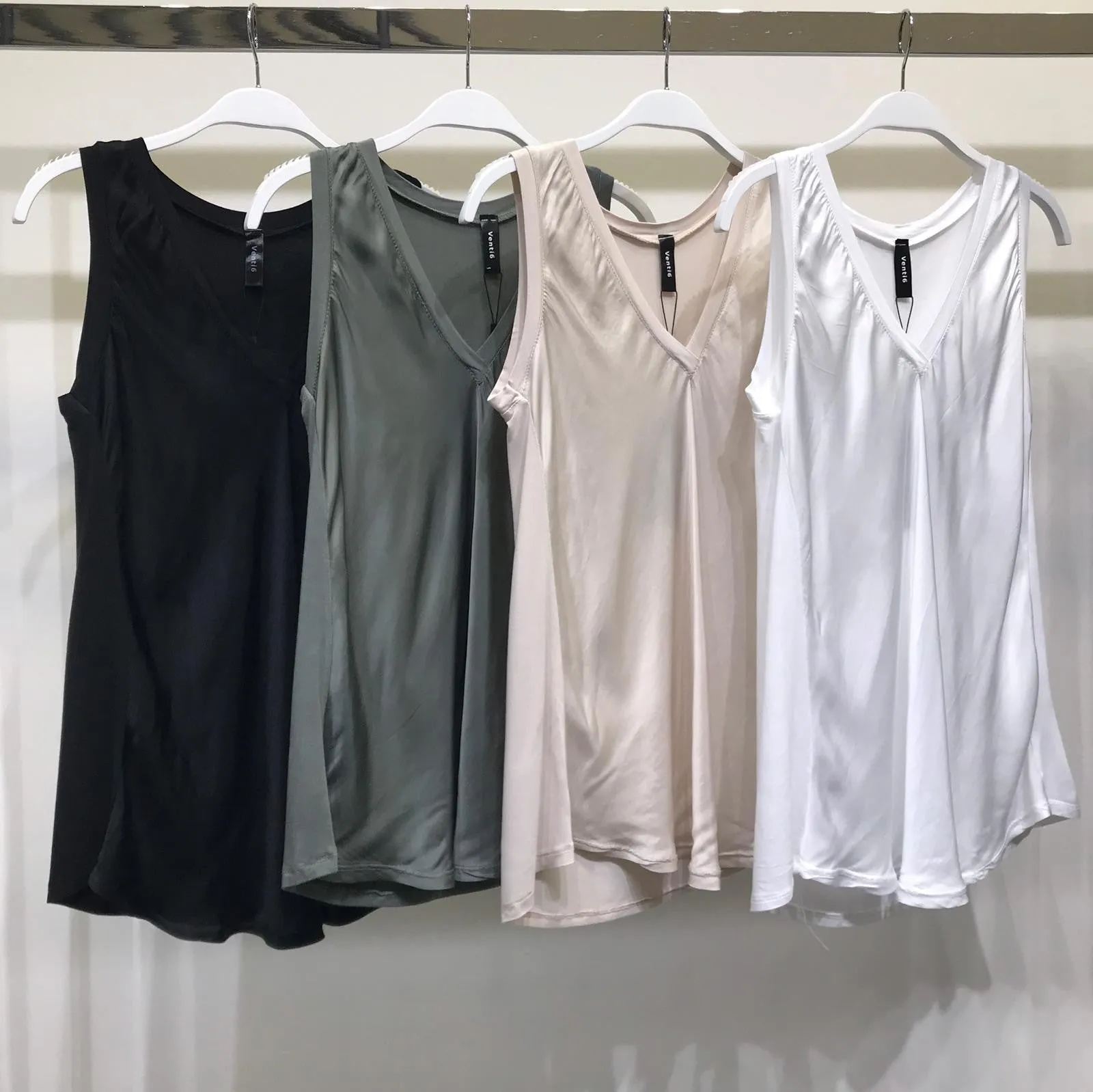 Sleeveless Silk Viscose V-neck Tee