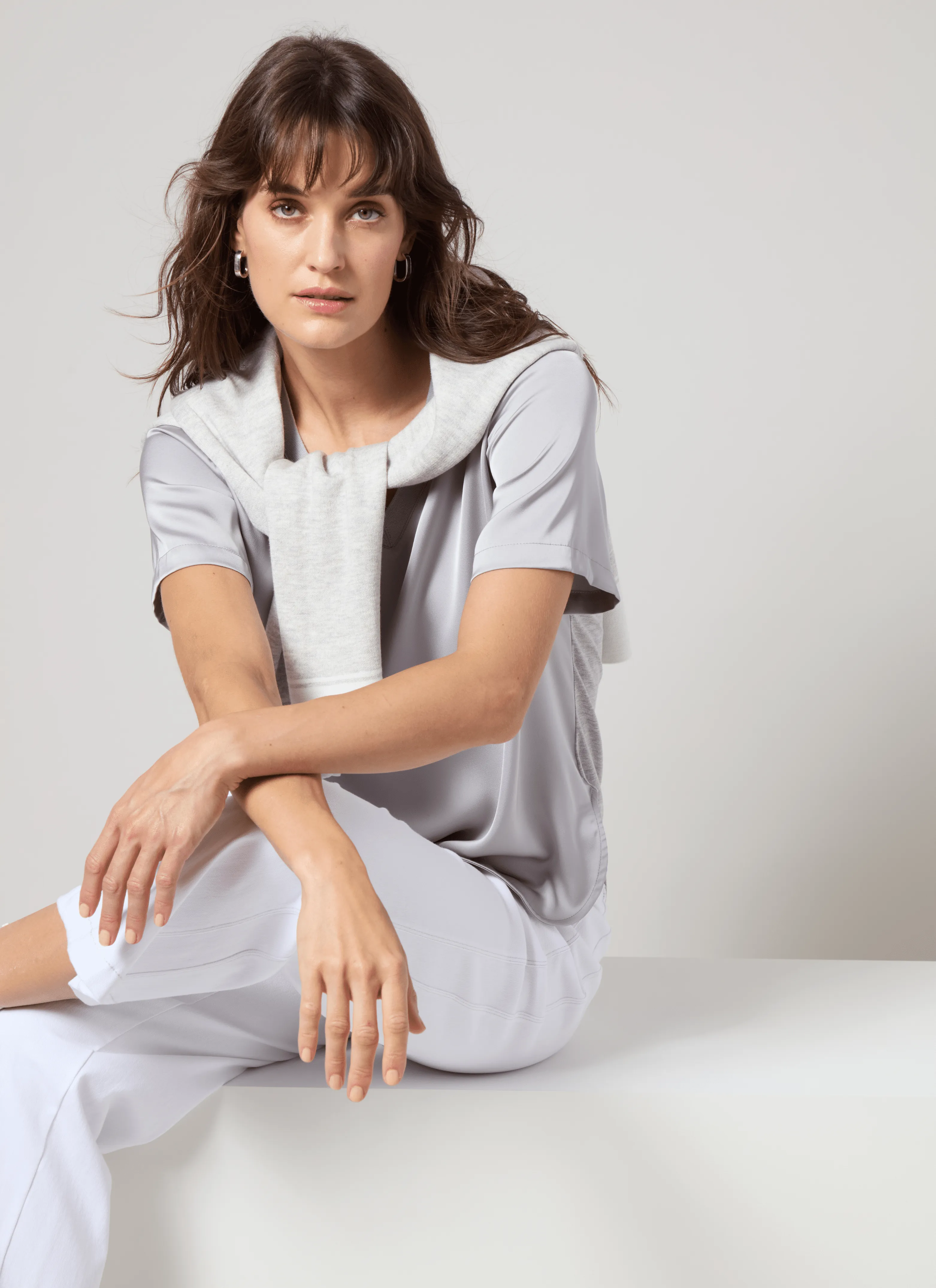 Sonja V Neck Mix Media Top