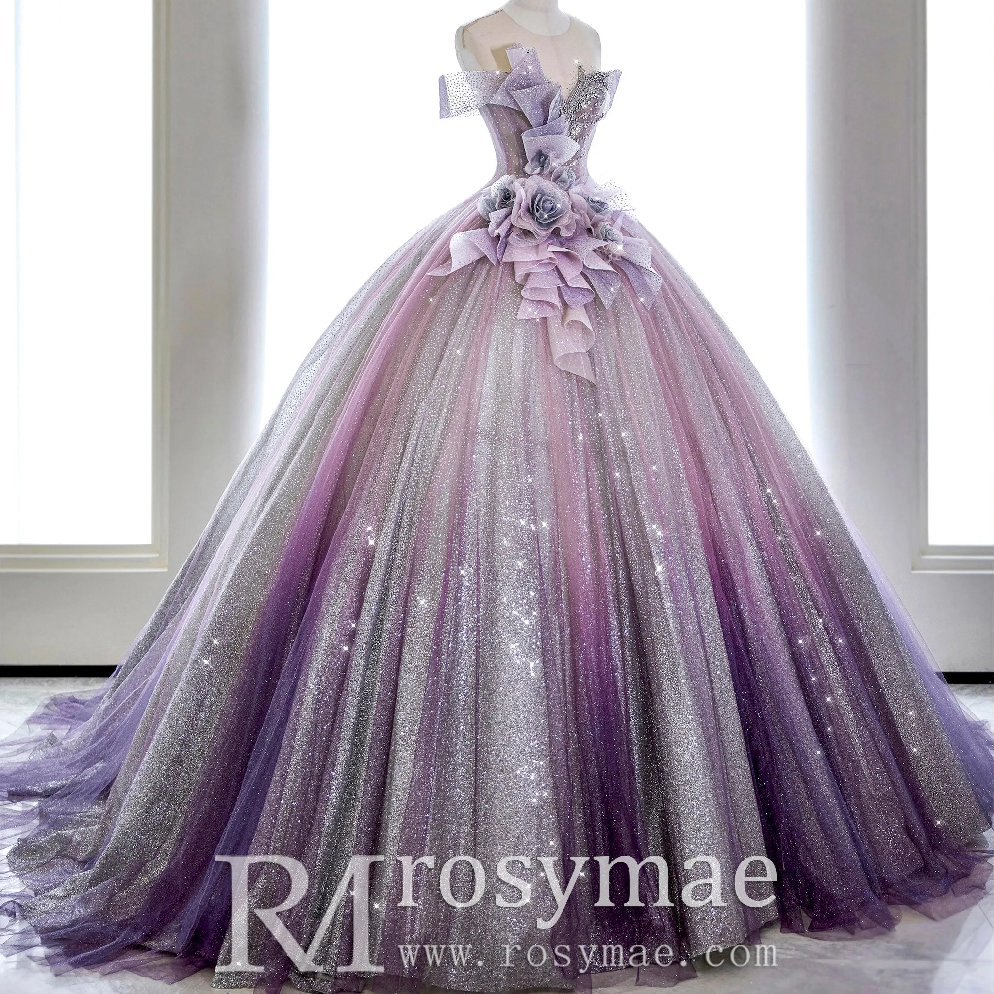 Sparkly Ball Gown Purple Wedding Dress Quinceanera Dresses