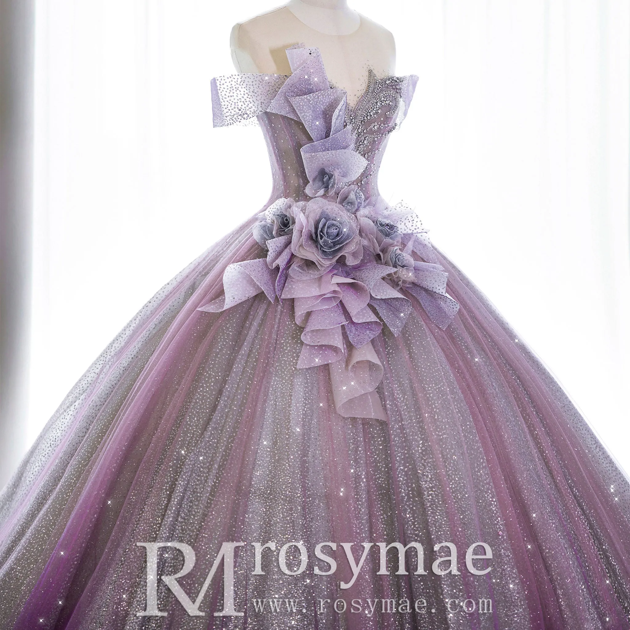 Sparkly Ball Gown Purple Wedding Dress Quinceanera Dresses