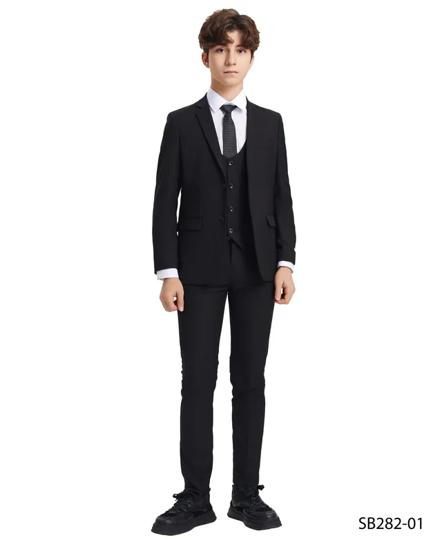 Stacy Adams Boys Suits 5 PC Solid Black | SB282-01