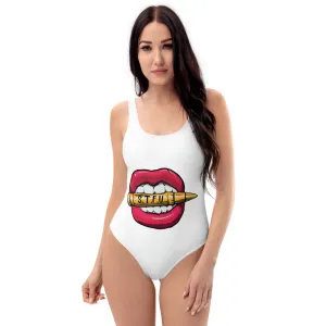 STFU Classic Logo One-Piece Swimsuit - White