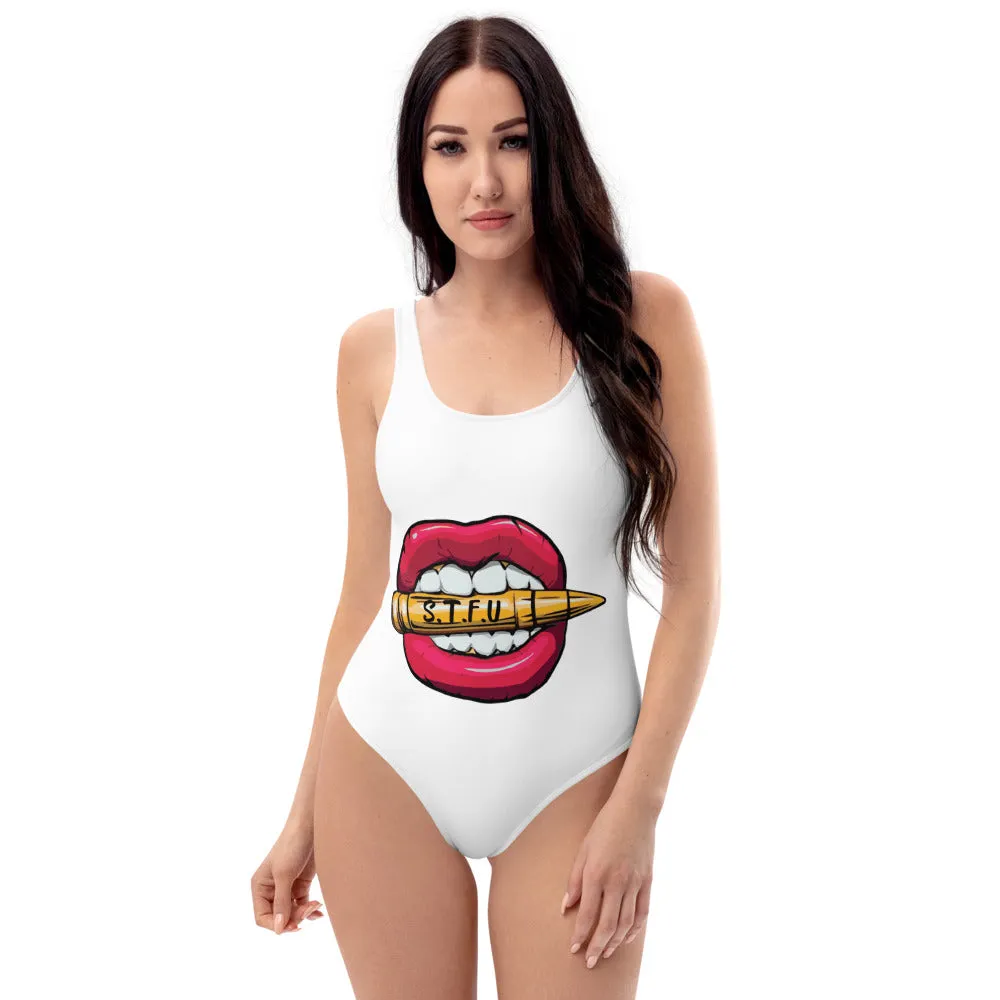 STFU Classic Logo One-Piece Swimsuit - White