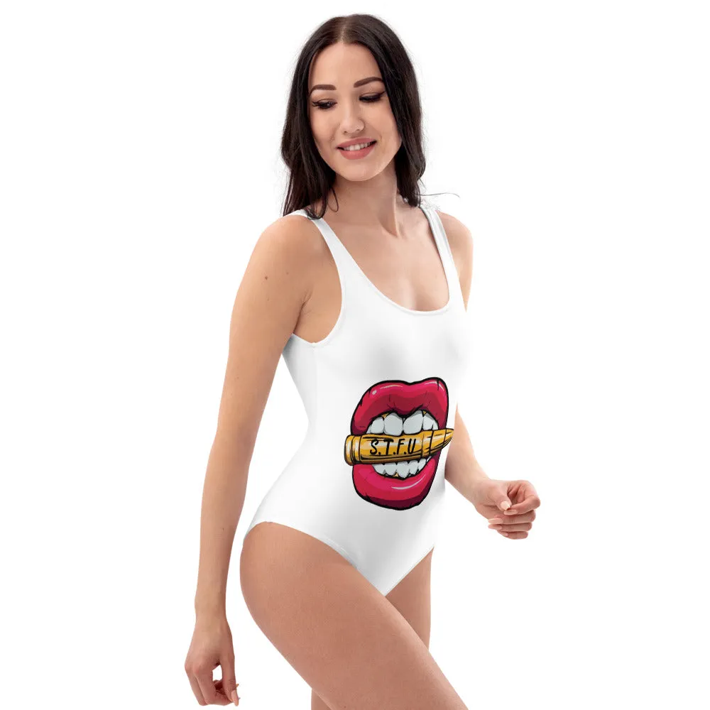 STFU Classic Logo One-Piece Swimsuit - White