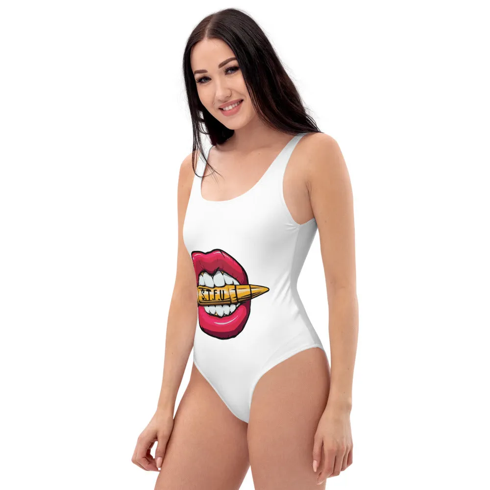 STFU Classic Logo One-Piece Swimsuit - White