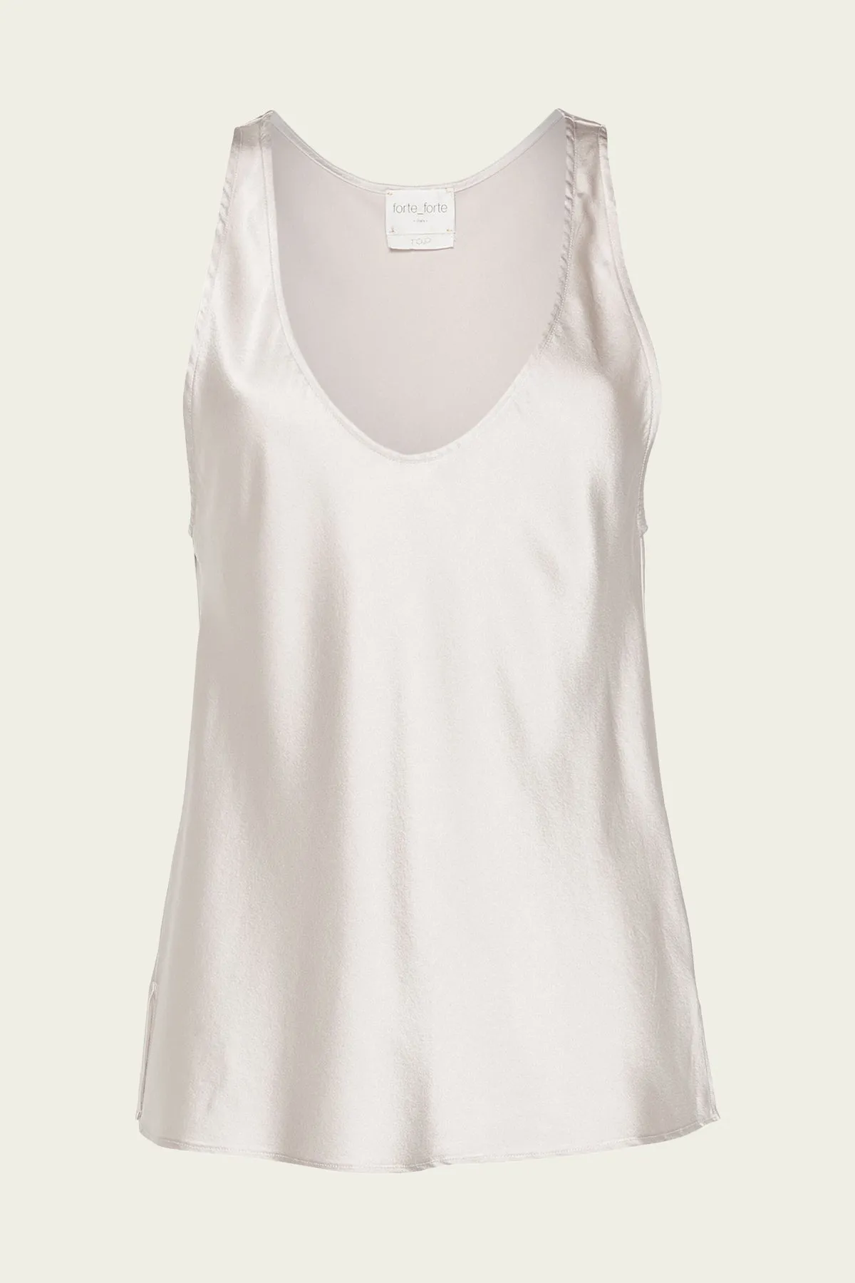 Stretch Satin Silk Tank Top in Perla