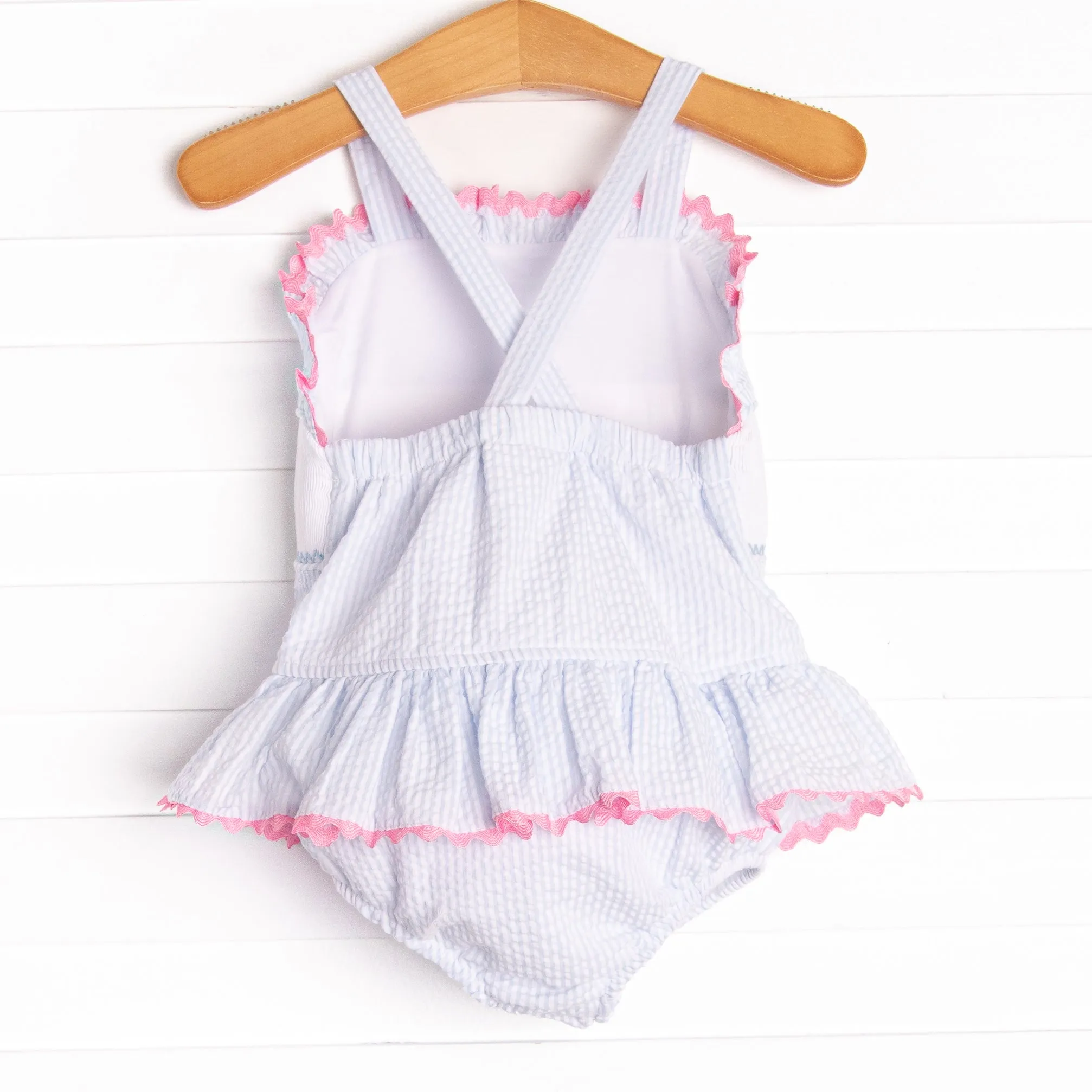 Summer Sails Smocked One Piece, Blue