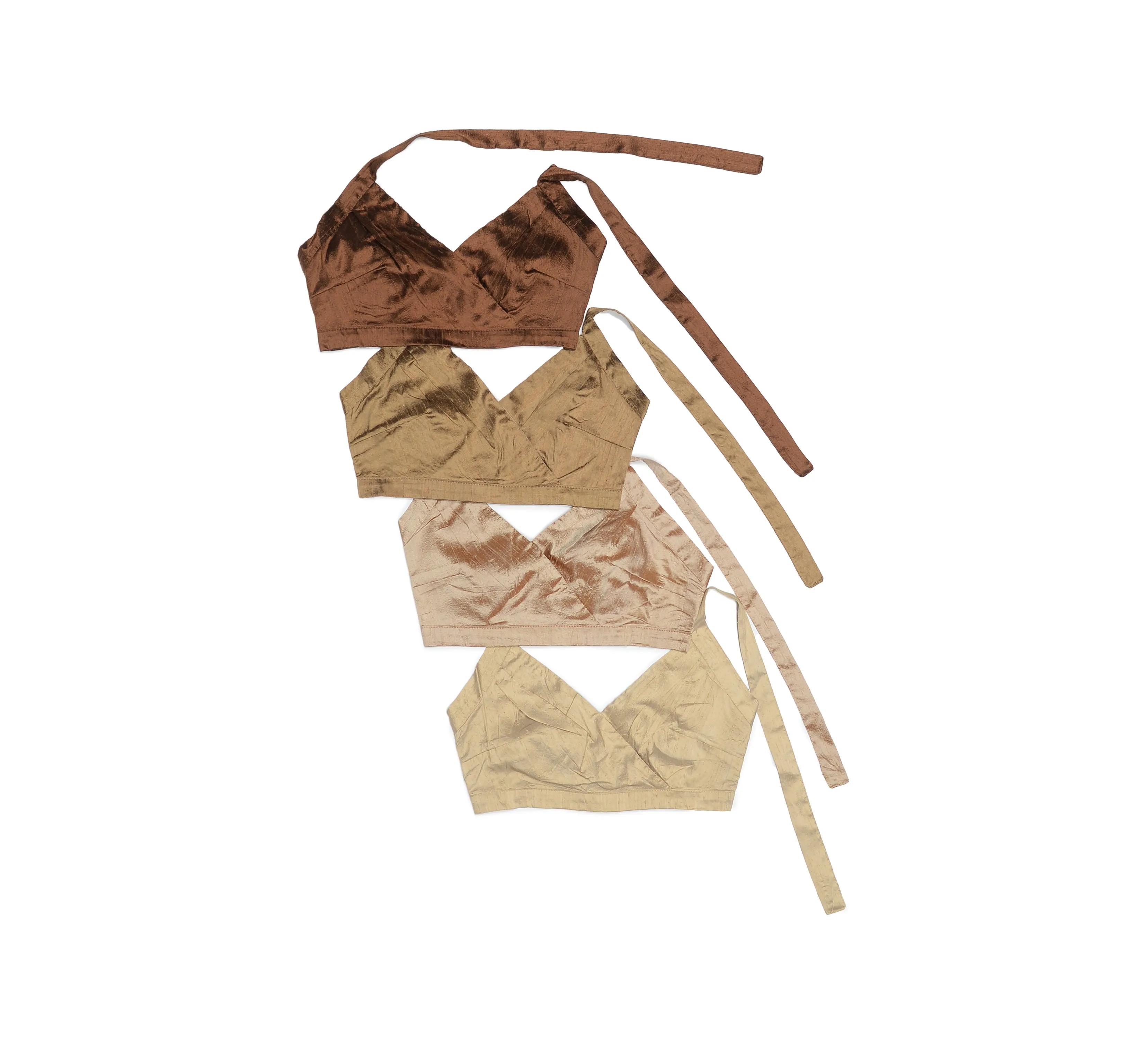 Tan Nude Silk Halter Top