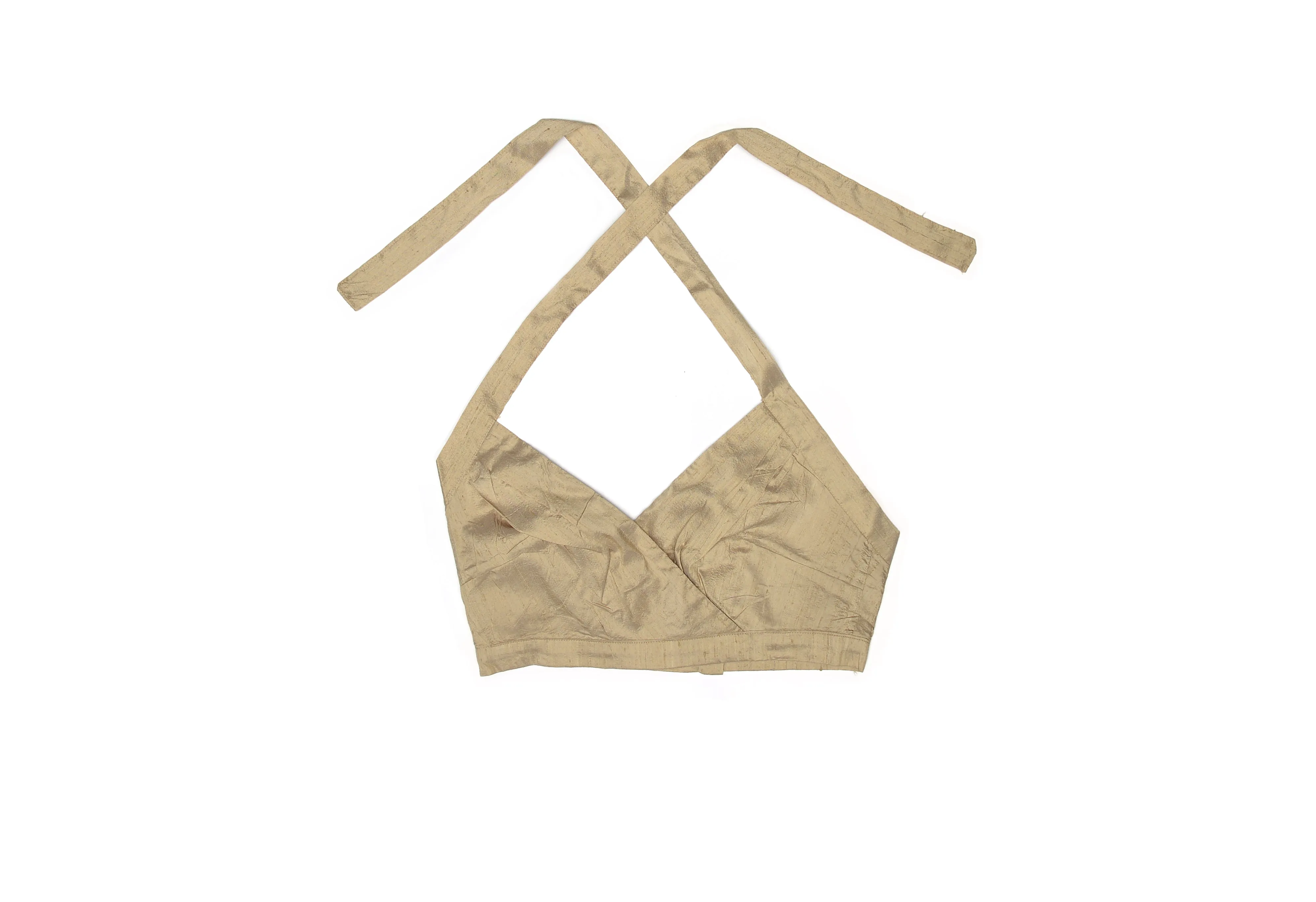 Tan Nude Silk Halter Top