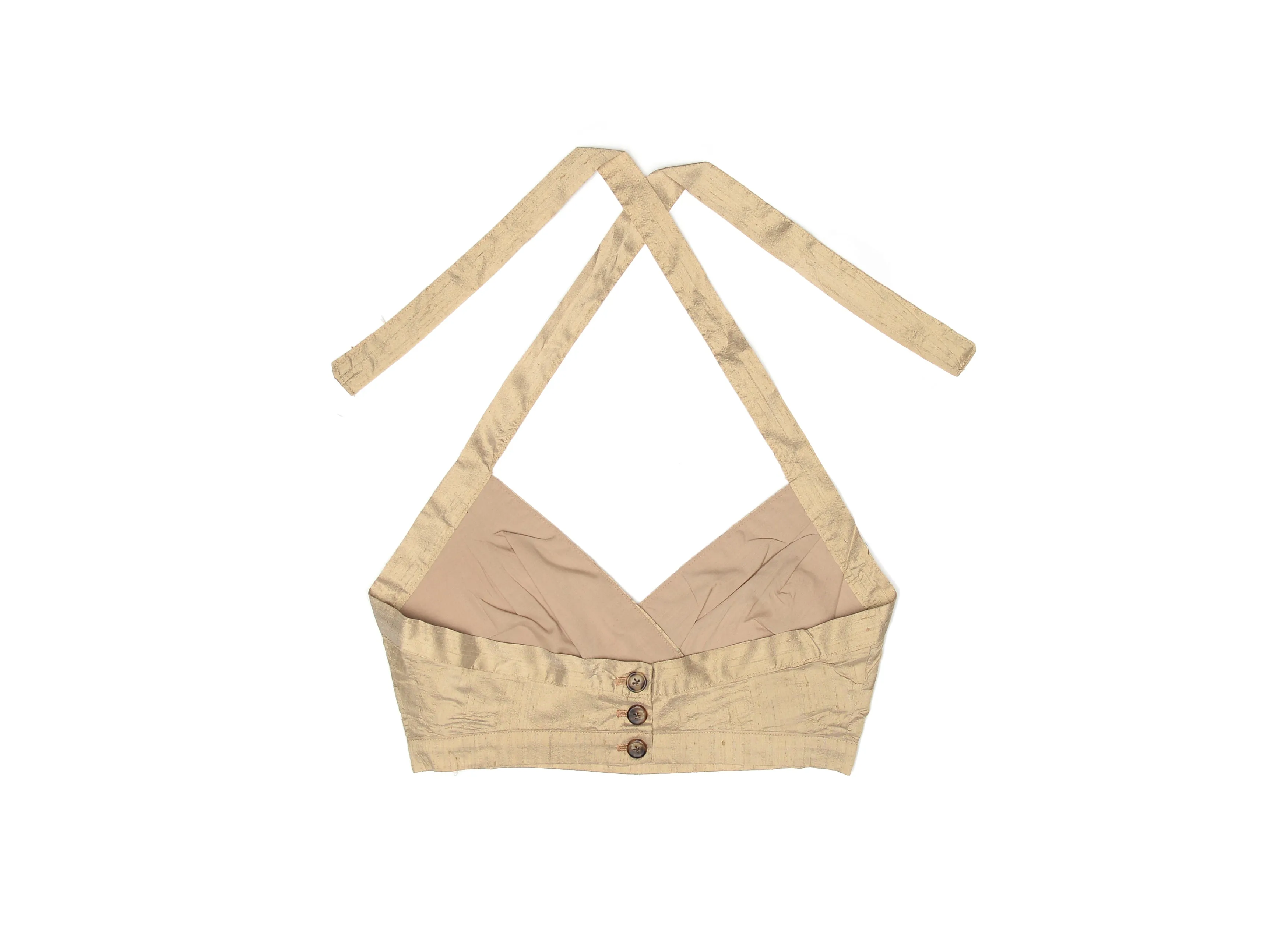 Tan Nude Silk Halter Top