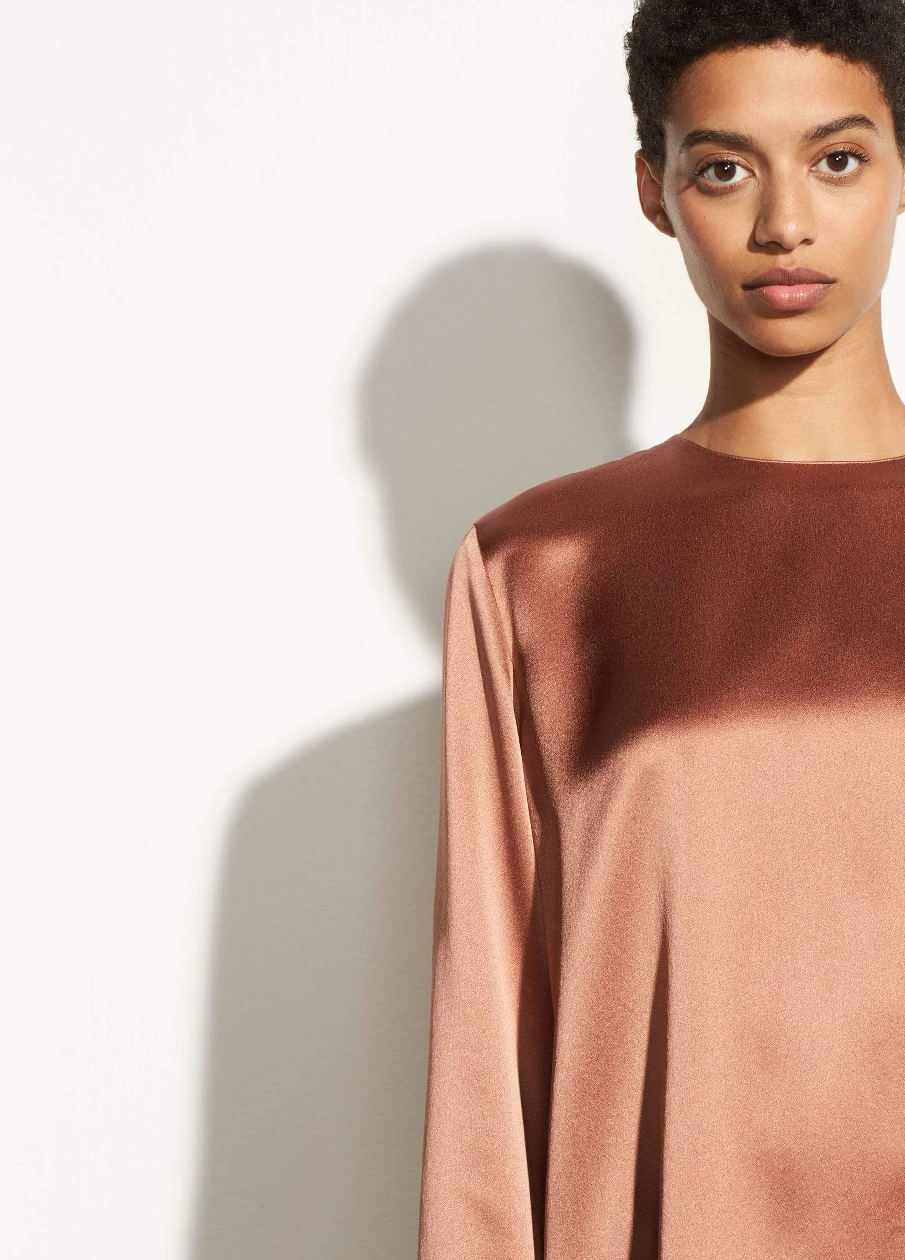 Tie Back Silk Blouse in Vintage Rose