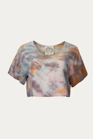 TIE-DYED SILK CHARMEUSE CROP TOP