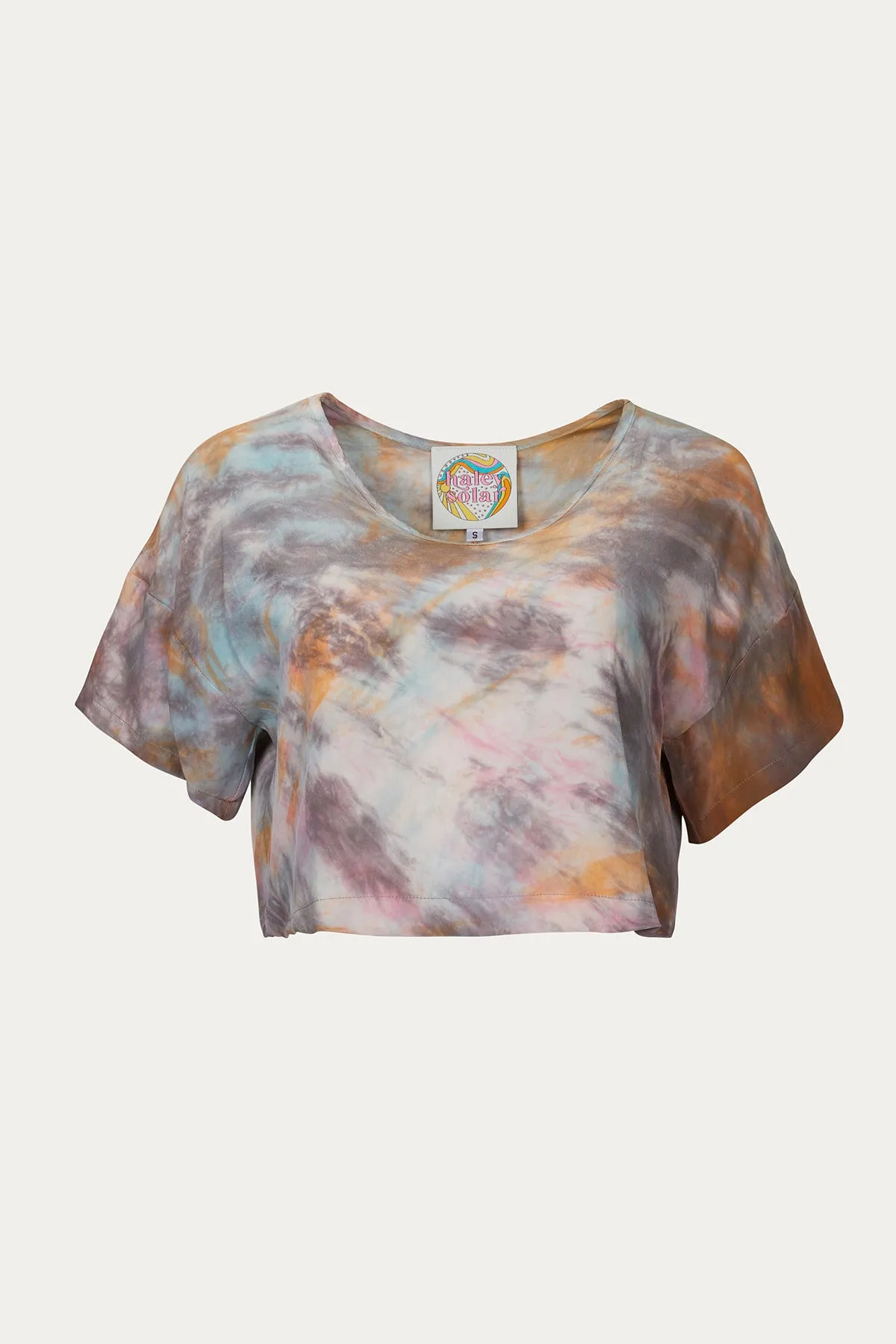 TIE-DYED SILK CHARMEUSE CROP TOP