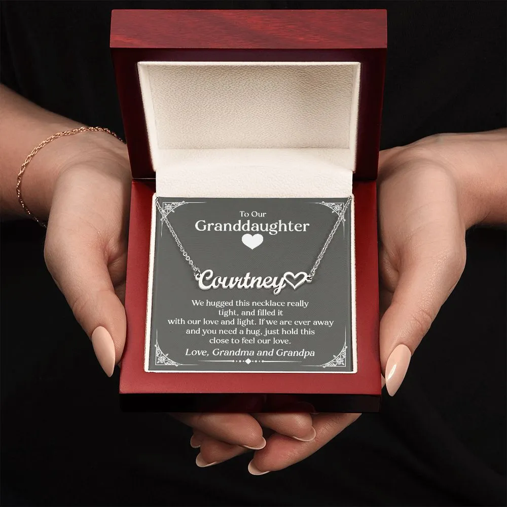 To Our Granddaughter - Personalized Heart Name Necklace, Stainless Steel
