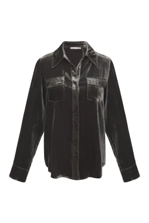 Velvet Pocket Shirt - Dark Grey