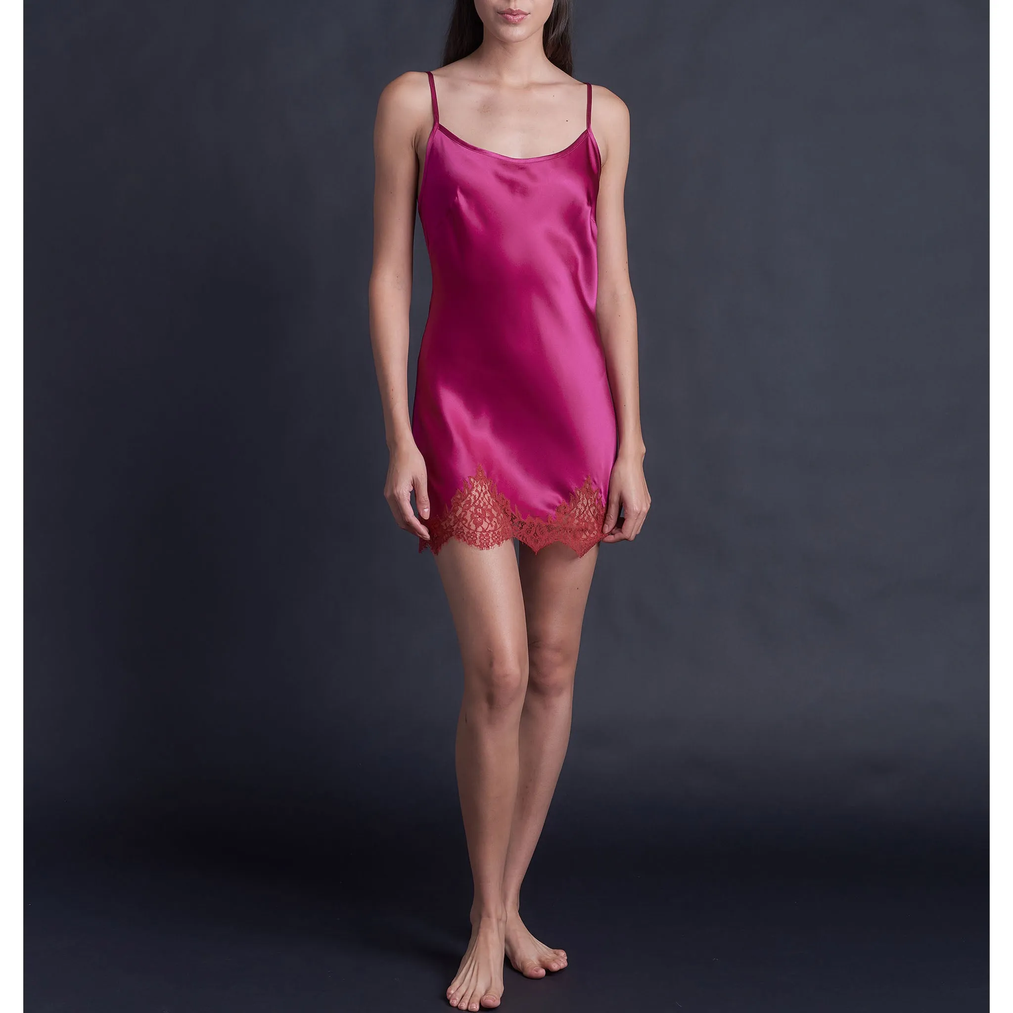 Venus Slip in Rubellite Silk Charmeuse