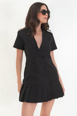 Vestido corto cruzado manga corta con solapa