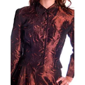 Vintage Copper Taffeta Suit with Print 1940s Small 35-22-40