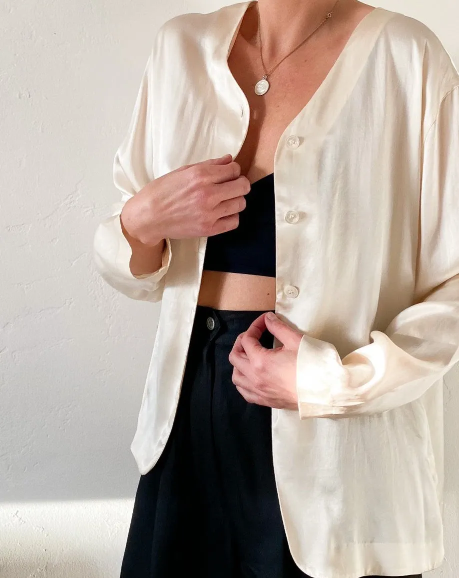 Vintage Cream Silk Blouse
