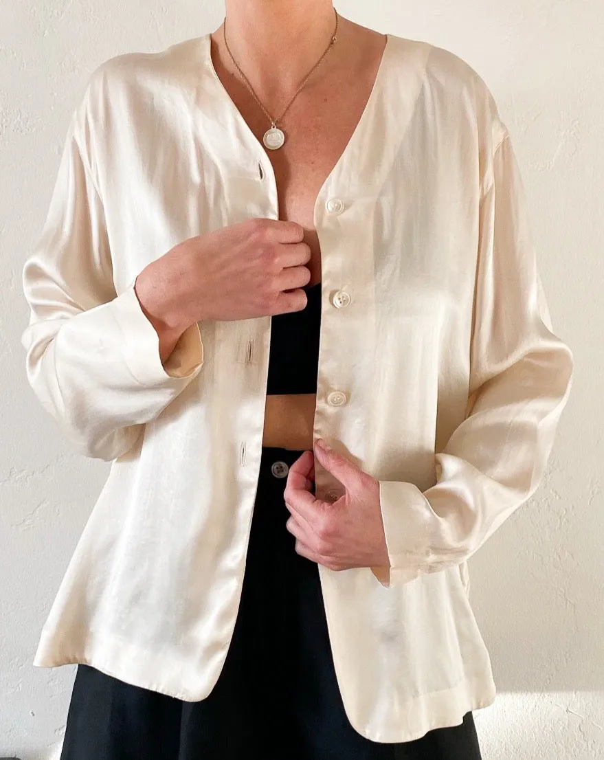 Vintage Cream Silk Blouse