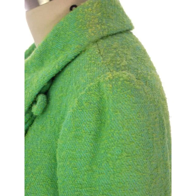 Vintage Ladies Spring Green/Turquoise  Wool Boucle Suit Evel Dean 1960s 38-27-Free