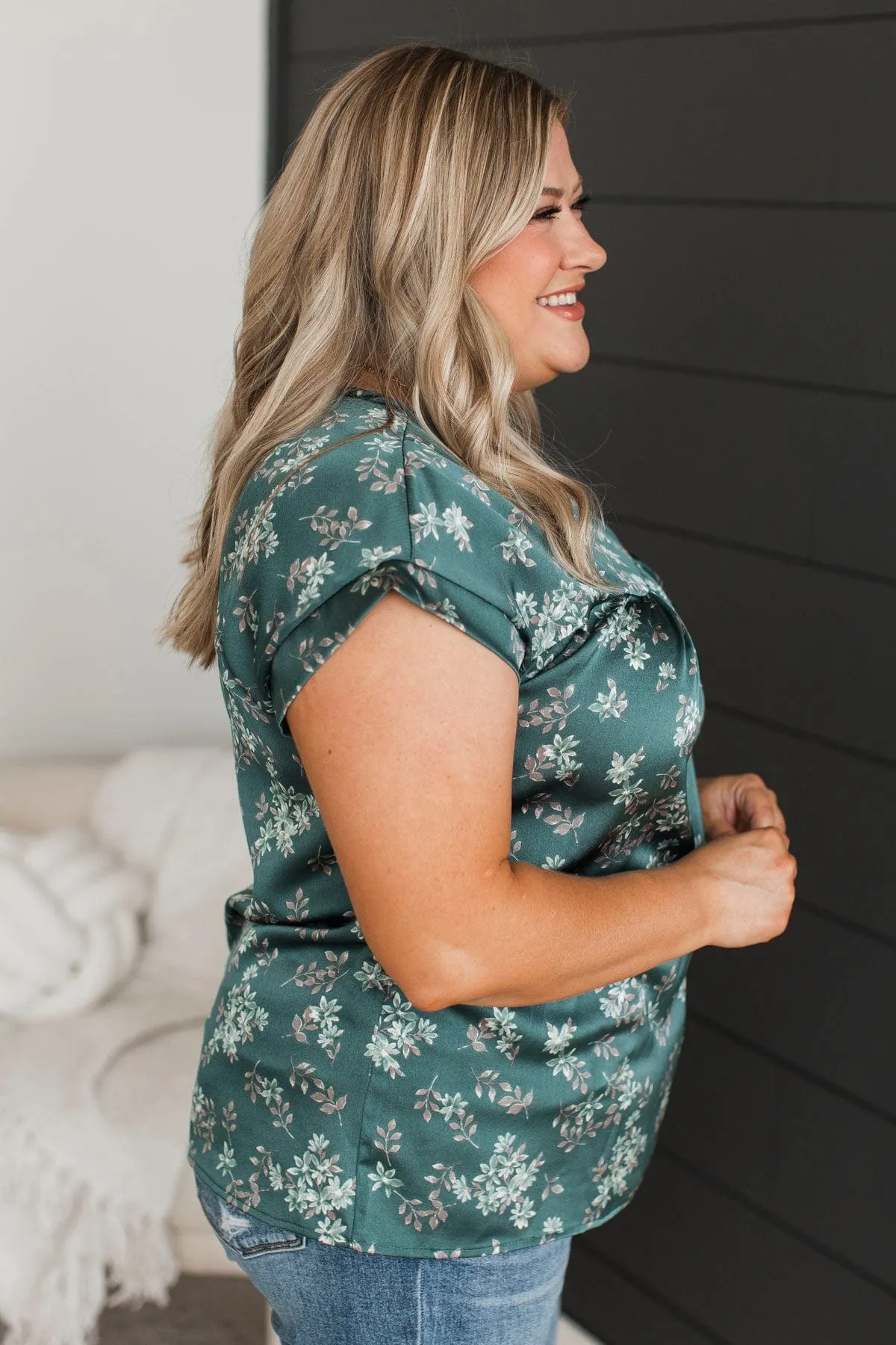 Waiting For Tomorrow Floral Top- Teal