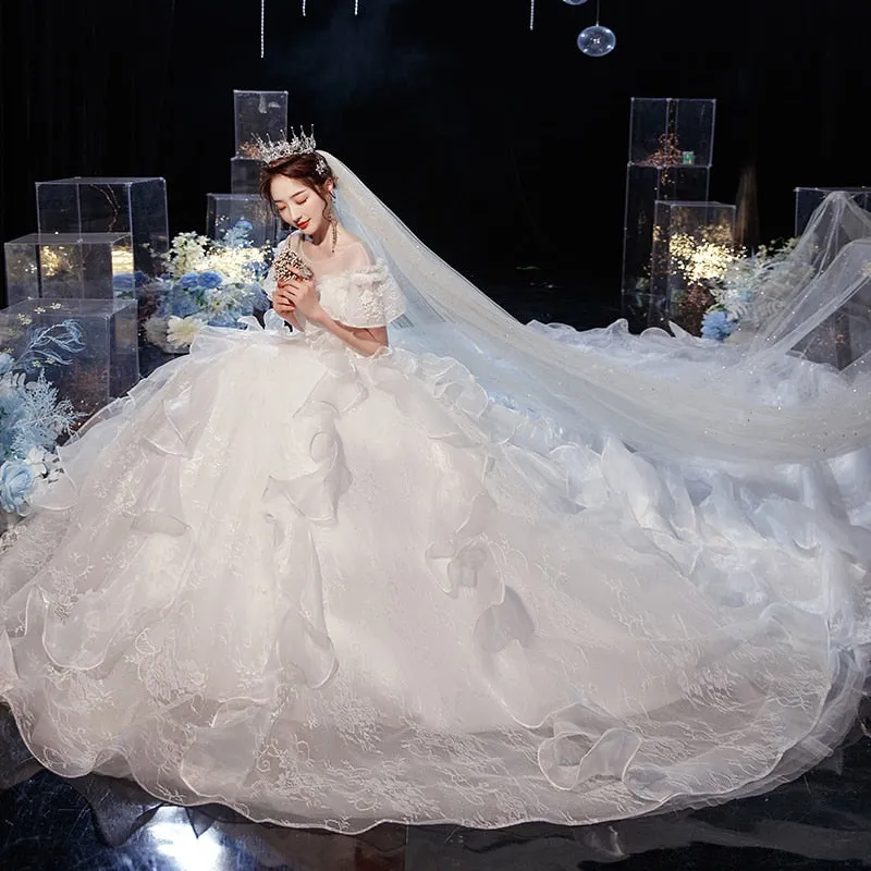 Wedding Dress Gryffon Luxury Lace Wedding Gown With Train Ball Gown