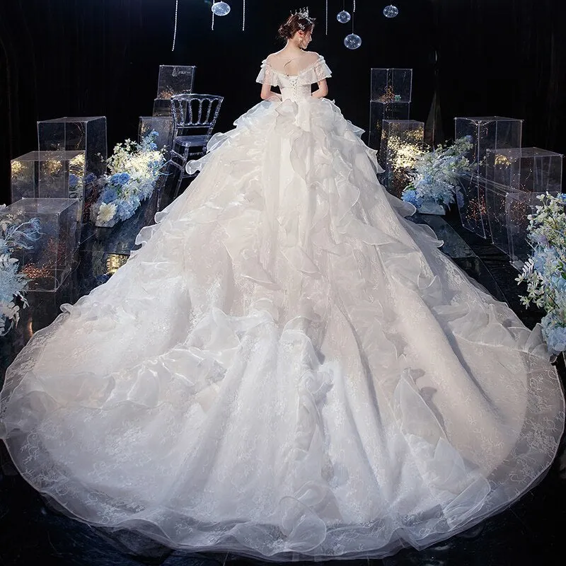 Wedding Dress Gryffon Luxury Lace Wedding Gown With Train Ball Gown
