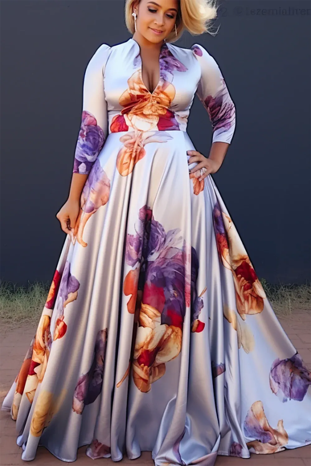 White Floral Print Maxi Dress