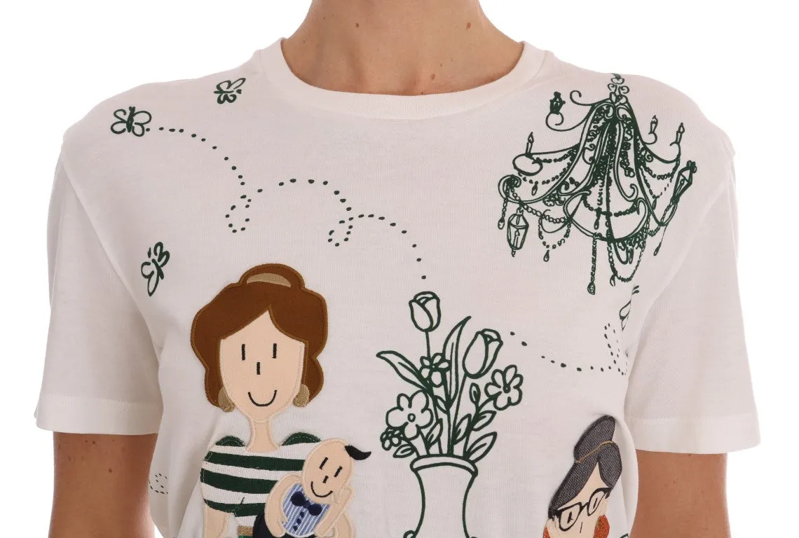White La Familia Cotton Silk T-Shirt