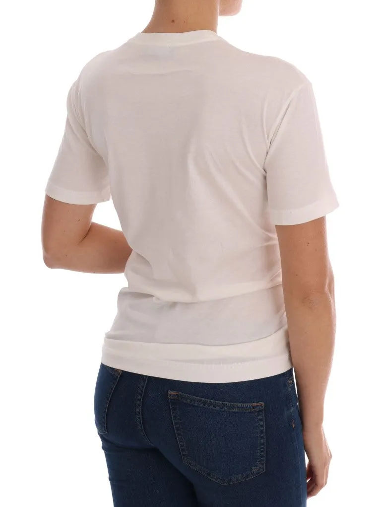 White La Familia Cotton Silk T-Shirt