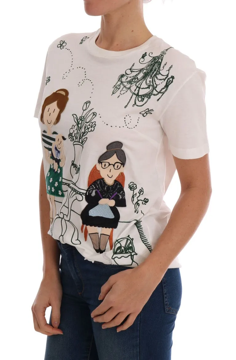 White La Familia Cotton Silk T-Shirt