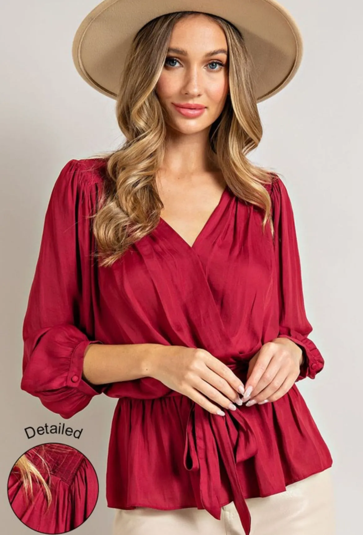 Wine Satin Blouse