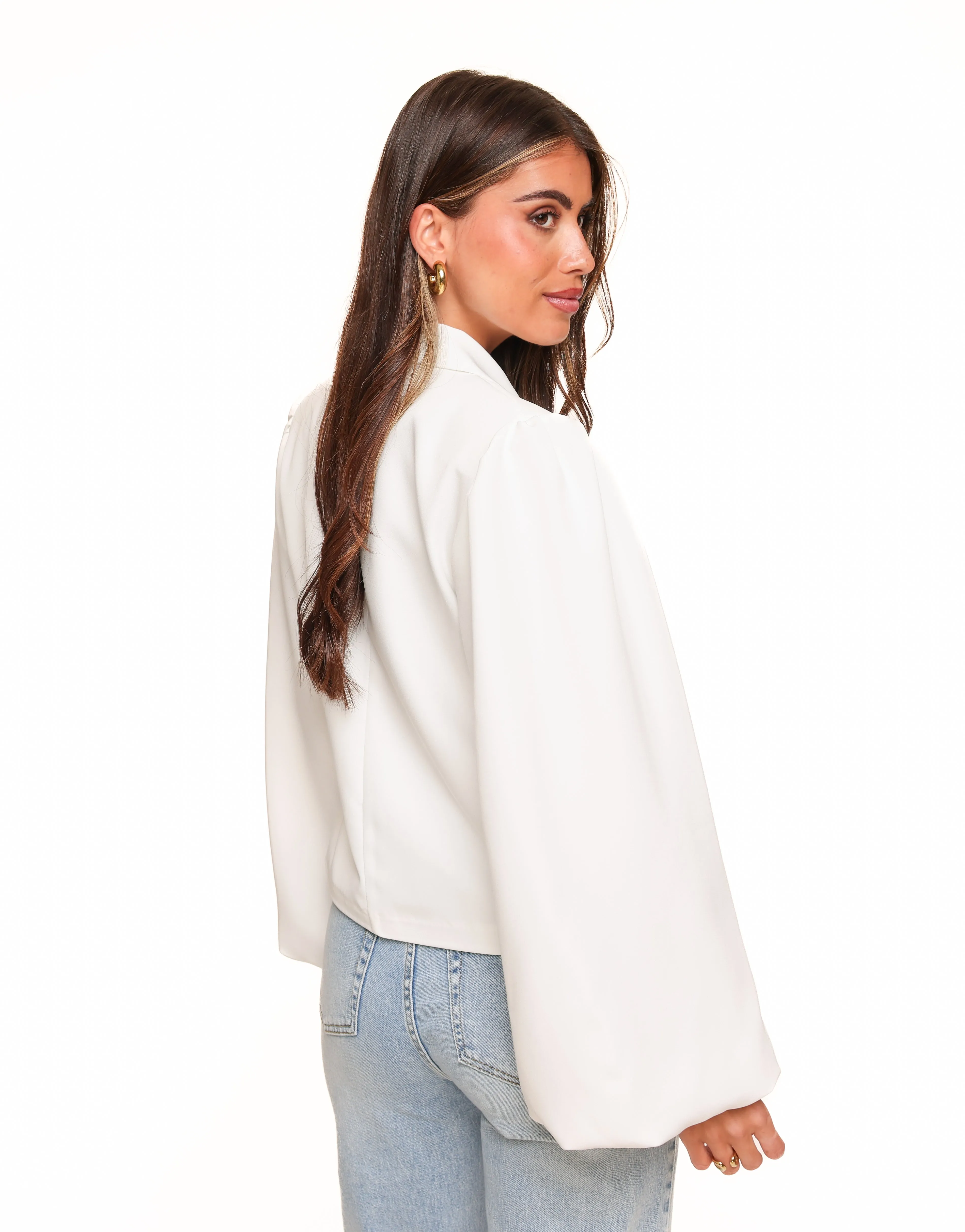 Witte Pofmouwen Wikkel - Blazer