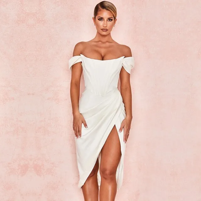 Women Elegant Off Shoulder Slit Corset