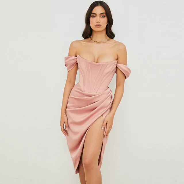Women Elegant Off Shoulder Slit Corset